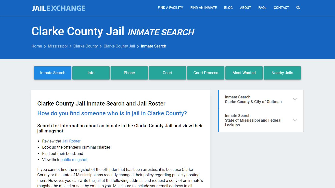 Inmate Search: Roster & Mugshots - Clarke County Jail, MS