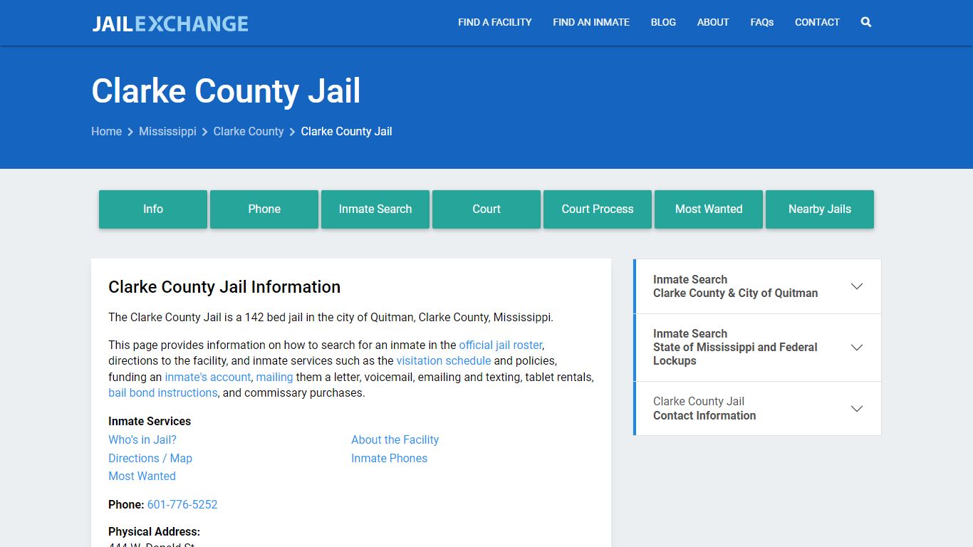 Clarke County Jail, MS Inmate Search, Information