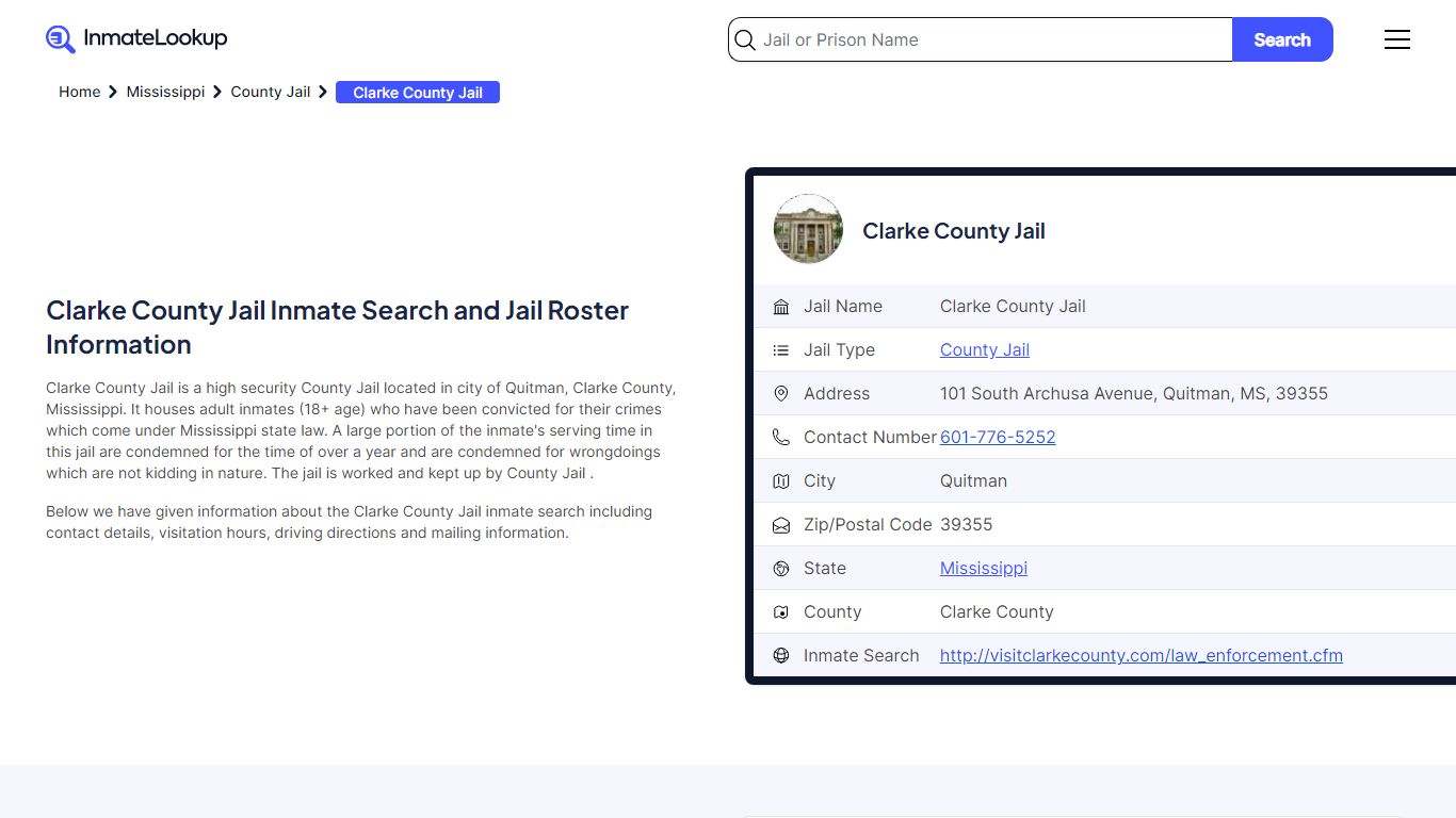 Clarke County Jail Inmate Search and Jail Roster Information